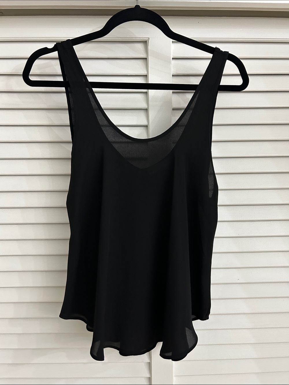 Lush Black Chiffon Scoop Neck Tank